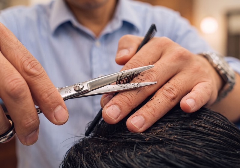 理容師による男性のヘアカット