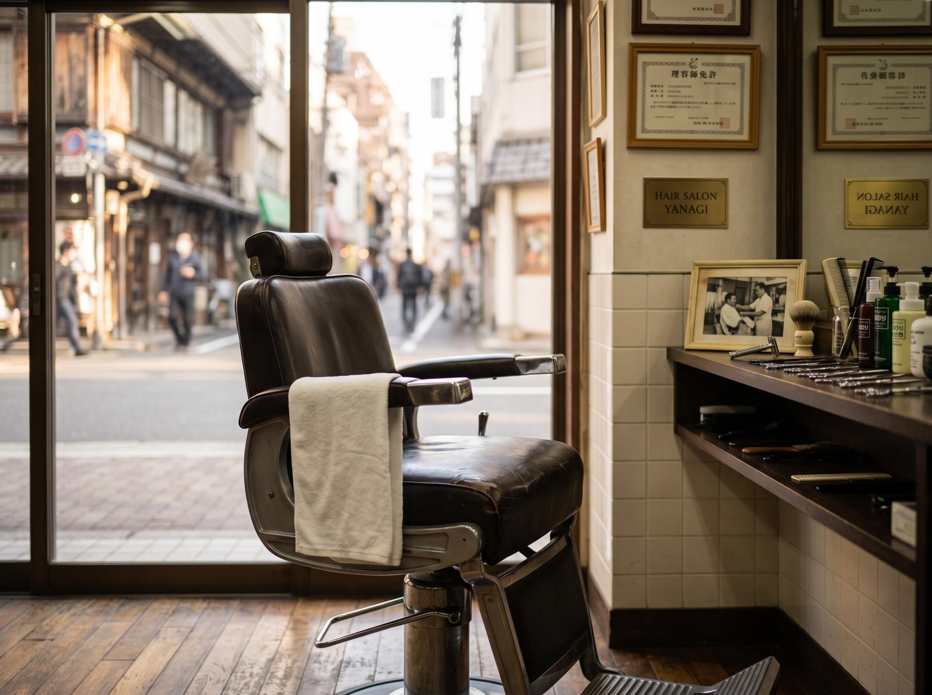 レトロな理髪店の情景