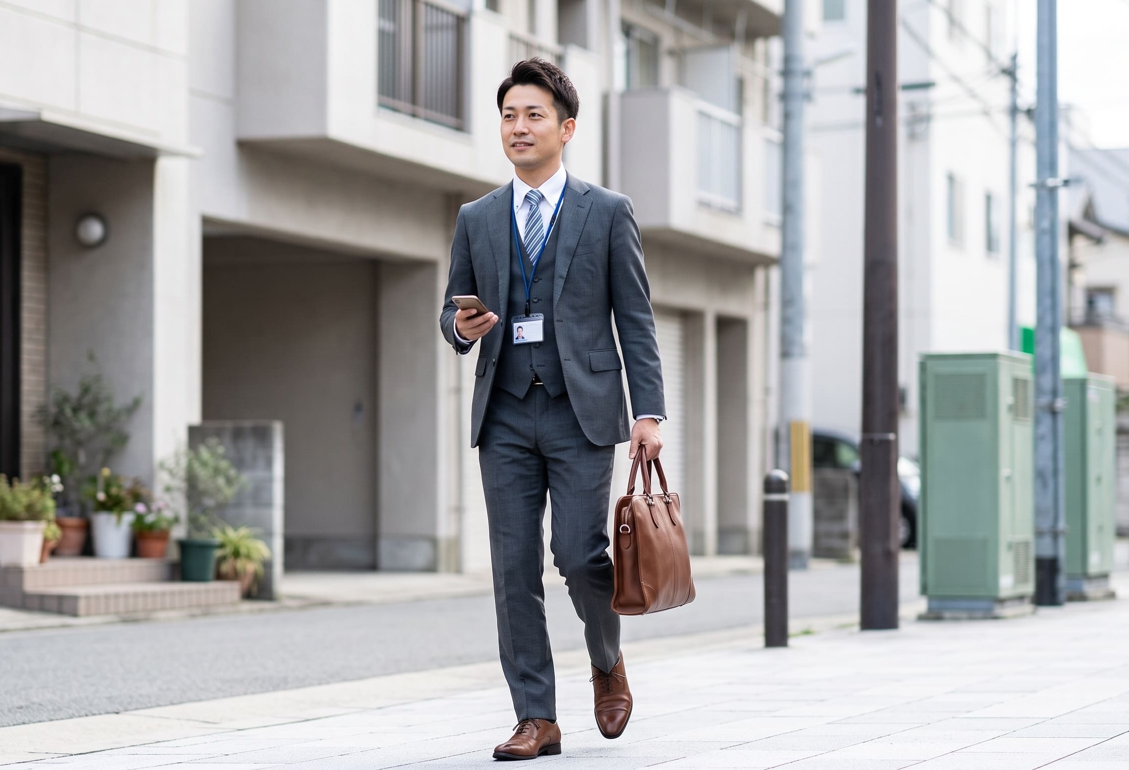 商談に向かう男性の様子