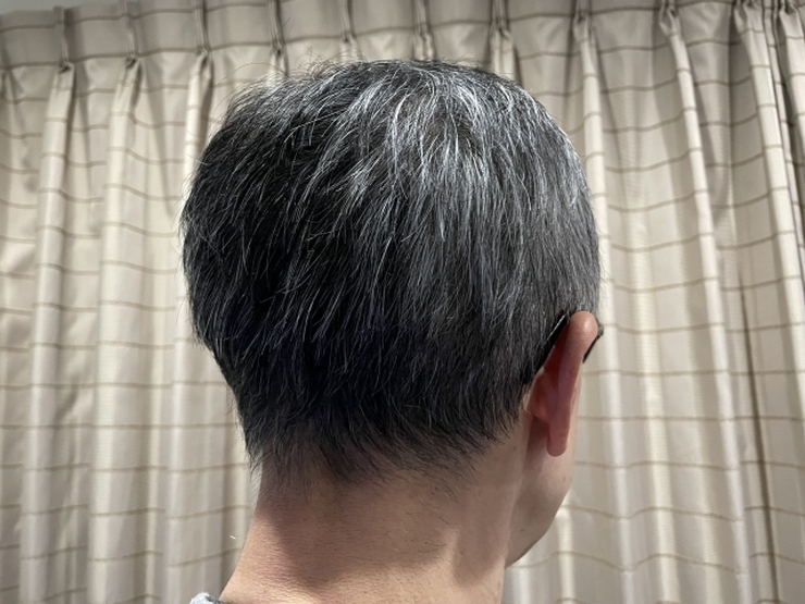 白髪の男性の後ろ姿