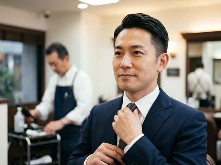 ネクタイを締める男性
